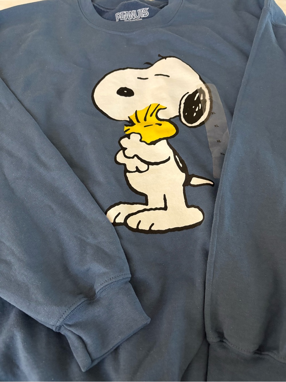 Peanuts Blue Crewneck Sweatshirt with Snoopy & Woodstock Graphic XL New With Tag - Picture 3 of 10